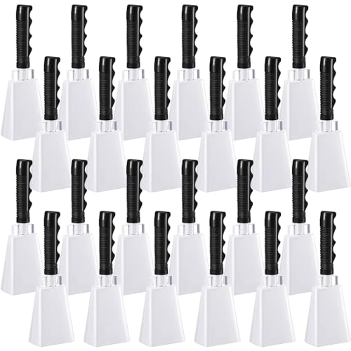 Fiada 24 Pcs Metal Cowbells Bulk with Handle Noise Makers white 9