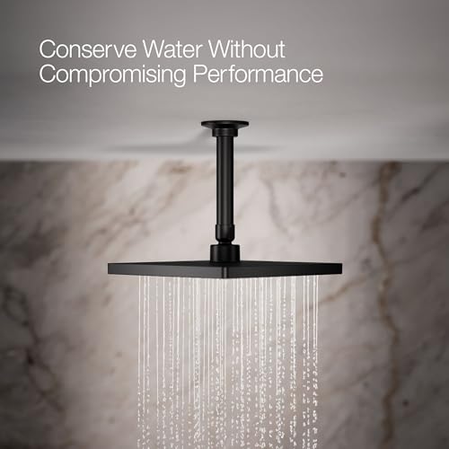KOHLER K-26148-BL Honesty Square Rain Shower Head, 2.5 GPM, 8" Large Rain Shower Head, Wide Spray Coverage, Modern Design, Easy Installation, Matte Black by Kohler - Image 4