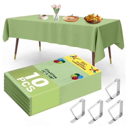 YSOOUA Einweg Tischdecke Tischtuch Rechteckig Tischdecken 10 STK Kunststoff Tischdecken Wasserdicht Geburtstag 137 x 274 cm Biertisch Tischdecke mit Tischklammern für Party Hochzeit Feste (Grün)