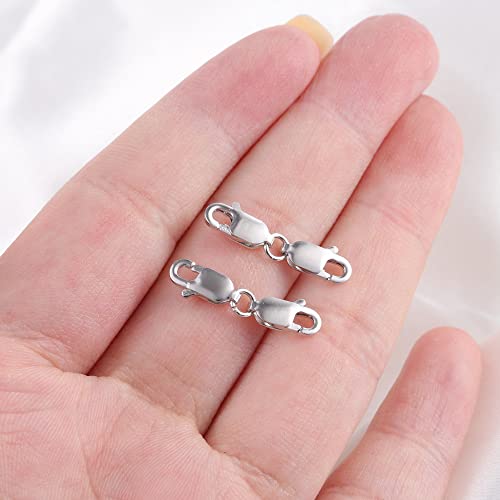 925 Sterling Silver Double Lobster Clasp Bracelet Extender Necklace Clasps and Closures Sterling Silver Bracelet Extension Clasps for Jewelry Making（2pcs） - Thumbnail 4