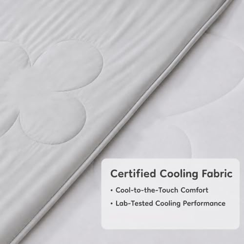 LaffyLo Cooling Blanket for Hot Sleepers, Lightweight Summer Quilt with Breathable Reversible Fabric for Bed, Couch, Dorm and Travel, Machine Washable, Queen Size 90"x90", White & Light Grey - image 2