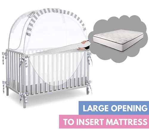 Baby Safety Pop Up Crib Tent | Premium Crib Net To Keep Baby From Climbing Out | Upgraded Mesh Fabric | Protect Your Baby From Falls | Unisex Infant Crib Tent Net #TOP2
