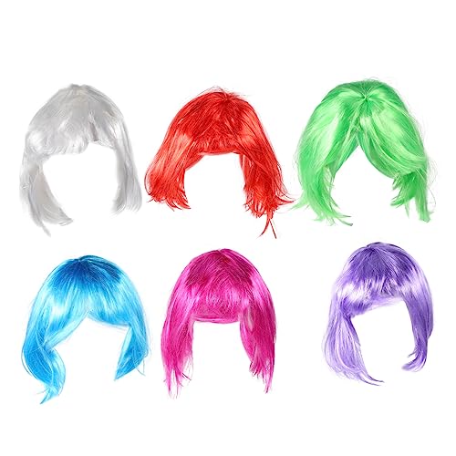 Perruque synthétique courte carrée FOMIYES lot de 6 pièces colorées résistantes à la chaleur