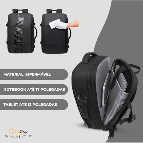BANGE Mochila Executiva Expansível para Notebook de Até 17.3 Polegadas Bagagem de Mão para Viagens I