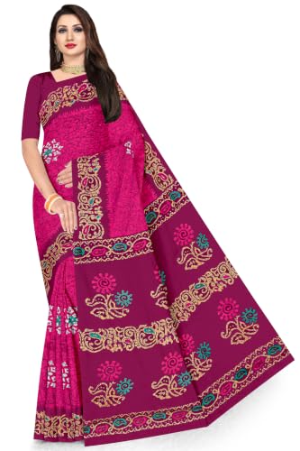 Image of TAMAIRA FASHION Mulmul Pure Cotton Saree For Woman Batik Printed |Office Wear Daily Wear Sarees For Women Without Blouse Piece