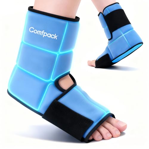 Comfpack Foot Ankle Ice Pack Wrap for Swelling with Segmented Design, Evenly Distributed Gel Ice Boot Hot Cold Therapy for Foot Surgery, Sprained Ankle, Plantar Fasciitis, Achilles Tendonitis