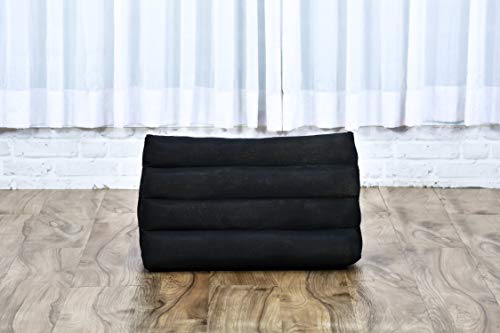 Image of Leewadee Triangle Cushion - Comfortable Backrest for TV or Reading, Incline Pillow for Relaxing Made of Kapok, 20 x 13 x 13 inches, Black
