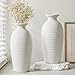 Rustic Ceramic Threaded White Vase, 14.4