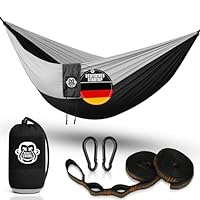 Monkey Swing Ultralight Hammock Incl. Carabiners & Heavy-Duty Tree Straps ( Up To 300 Kg Load, 275 X 140 Cm) U2013 Ideal Camping Hammock For Outdoor, Trekking & Travel (Black/White