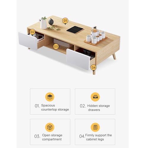 Table d'appoint rectangulaire en bois massif au design épuré