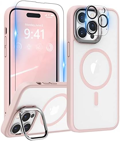 Pcgaga Custodia Silicone Per IPhone 14 Pro Con MagSafe + 2 Pellicole (Privacy E Trasparente) – Grigio Pietra - 2
