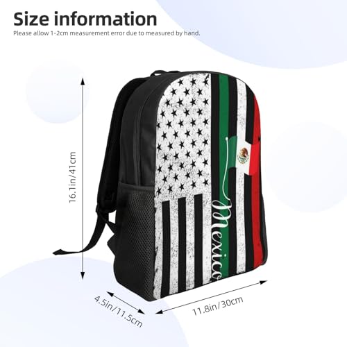 Mexican American Flag Cinco Mexico Flag USA Flag Backpack Simple Leisure Travel Backpack Outgoing Daypack 16 inch3