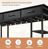 Panana Computer Desk, Writing Desk Home Office Study Desk Gaming Desk Writing Table With 3 Fabric Drawers and Bookshelf (Black) - Image 5