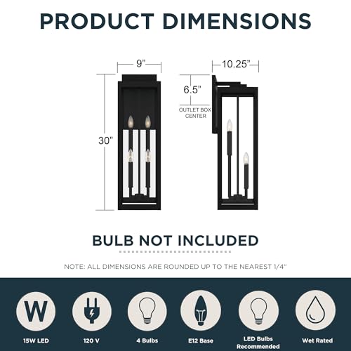 Image of Quoizel Westover 30 inch Outdoor Wall Lantern, Earth Black | 4-Light, Clear Beveled Glass, E26 Base, ETL Wet Rated