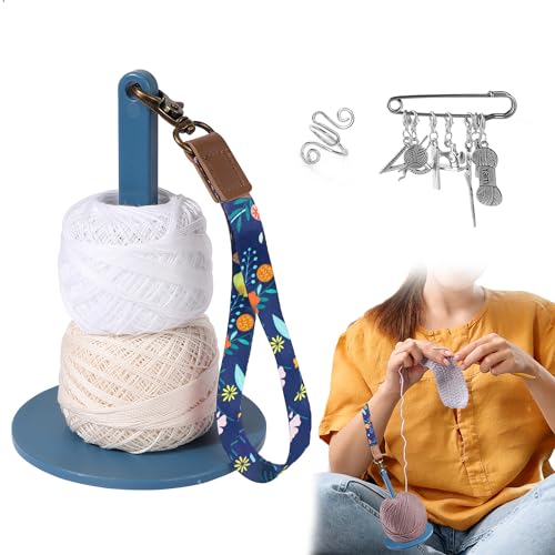 Wollhalter Garnhalter Wolle Pompom Maker Handgelenk-Garnspender mit Handgelenkband zum Basteln Häkeln Stricken mit Sicherheitsnadel Geeignet für Zimmer Wohnzimmer und Außenbereich 1 Stück Blau