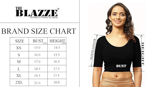 Image of THE BLAZZE 1303 Women's Cotton Scoop Neck Backless Elbow Sleeve Crop Top Readymade Saree Blouse for Women's