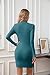 VICHYIE Women Long Sleeve Dress Mock Neck Bodycon Ribbed Fall Mini Little Pencil Club Cocktail Dresses Teal XS