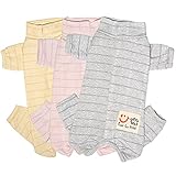 KUVEELA PET 術後服 猫 犬術後服 避妊手術後 術後ウェア メス オス 傷口 保護 介護服 小型犬（グレー Ｍ）