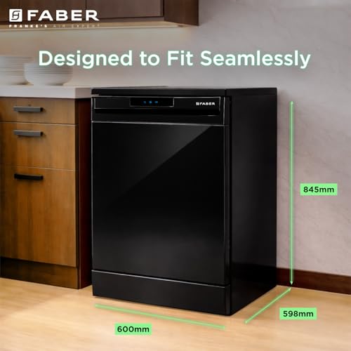 Image of Faber 14 Place Free Standing Dishwasher|6 Wash Programs| LED Display| Adjustable Racks | Half Load Wash| 2Yr Comprehensive & 10Yr Cavity Warranty |FFSD 6PR 14 S BK Digital, Black Finish