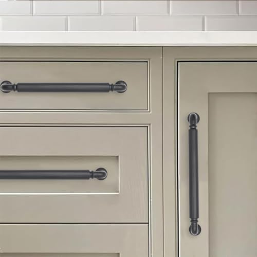 khtumeware 2-Pack Matte Black Heavy-Duty Solid Cabinet Pulls, 3-3/4 Inch (96mm) Hole Center, Drawer Pulls, Cabinet Hardware, Suitable for Kitchen Cabinets, Bathrooms and Dressers - 3