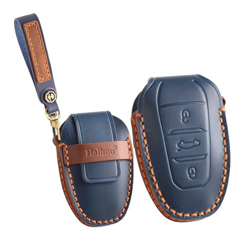 Funda de piel para llave de coche de Citroën C4 con acabado azul Premium