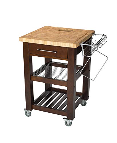 Chris & Chris JET1226 Rolling Kitchen Island - Food Prep Table with Durable Cutting Surface