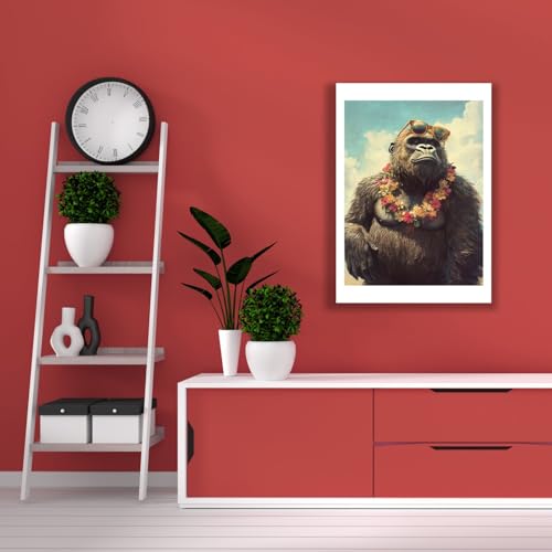 Impression d'art Gorilla Spiffing Prints, singe avec lei tropical - 4