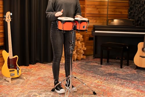 Image of Bongo Drum Set with Durable Synthetic All-weather Shells, Journey Series - NOT MADE IN CHINA - Natural Buffalo Skin Heads, 2-YEAR WARRANTY