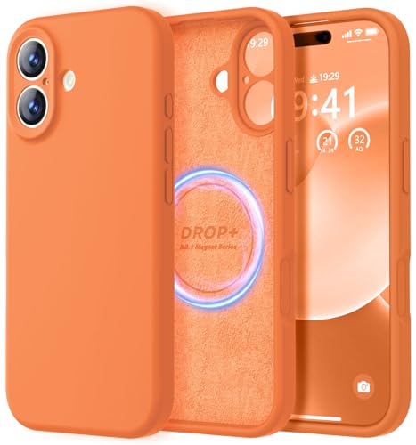 LOVE 3000 Designed for iPhone 17 Case Premium Silicone [Compatible with Magsafe][Soft Anti-Scratch Microfiber Lining] Shockproof Protective Phone Case for Men Women 6.3 Bright Orange