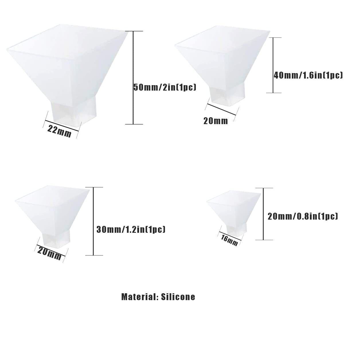 Lot de 4 grands moules en résine, moules pyramidaux en silicone, moules