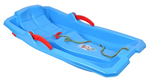 MARMAT Bobschlitten Bob Rodel Schneegleiter Bremshebel Zugseil Kinder Schnee Winter (Blau) Cover