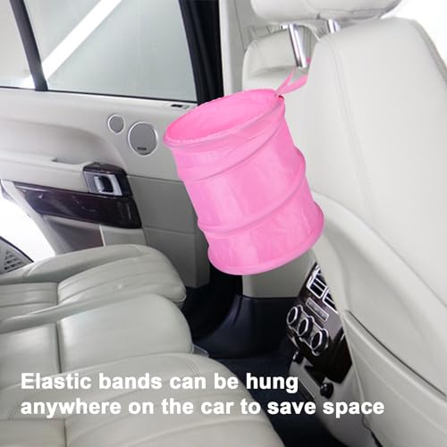 Image of Car Trash Can, 2 Packs Mini Car Garbage Can, Collapsible Trash Bin | Pop-Up Trash Can for Car Front Back Seat, Portable Car Trash Bag Hanging for Vehicle SUV Rv Truck Accessories Interior, Pink