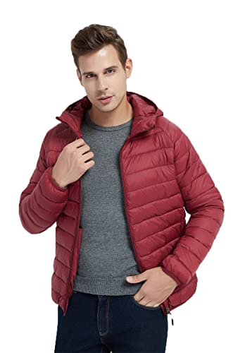QLEVAK Veste Doudoune Pliable Homme Imperméable Légère pour Homme avec Capuche Powder Lite Doudoune régular homme Cover