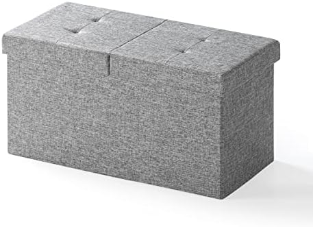 Otto & Ben 30" Storage Ottoman with SMART LIFT Top, Upholstered Tufted Bench, Foot Rest, Light Grey