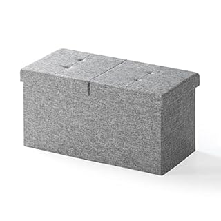 Otto & Ben 30" Storage Ottoman with SMART LIFT Top, Upholstered Tufted Bench, Foot Rest, Light Grey (B071V9BX3Z)