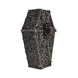 Cool Skull Evening Bag Coffin Shaped Handbag Purses Cross Rhinestone Bag Halloween Party Bag(black)