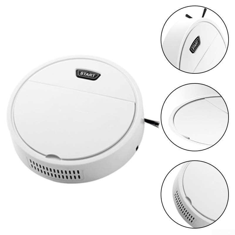 Saugroboter für Wohnzimmer mit automatischem Wisch- und Kehrfunktion, wiederaufladbar über USB, kompaktes und praktisches Design (weiß)