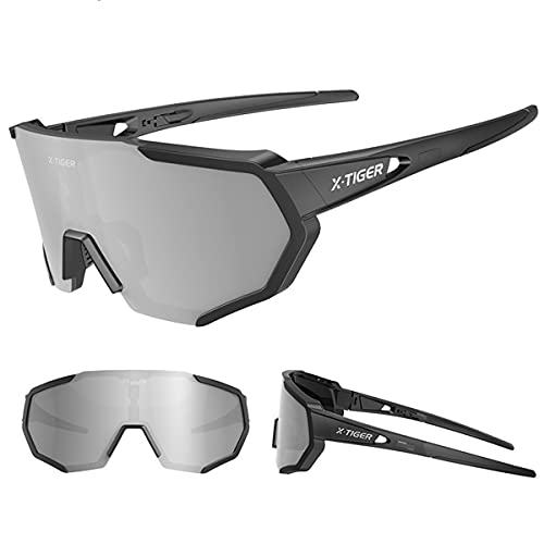X-TIGER Óculos de sol esportivos polarizados com 5 lentes intercambiáveis, óculos de ciclismo mascul