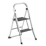 Delxo Lightweight Aluminum 2 Step Ladder Step Stool Single-Hand Carry Ladder with Handgrip Anti-Slip Sturdy and Wide Pedal Multi-Use for Household and Office Portable Step Stool 330lbs
