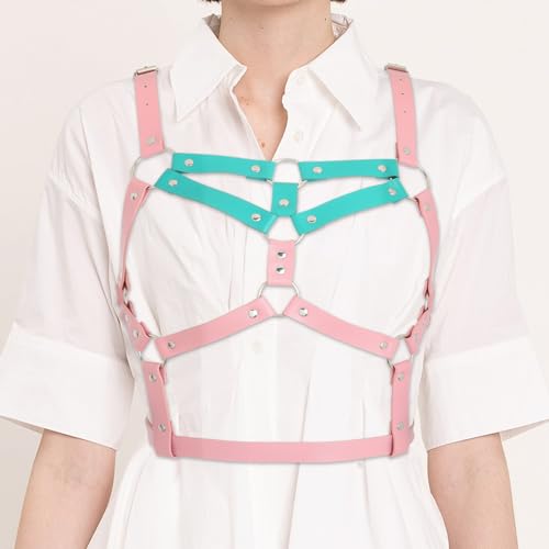 Navoky Punk Leather Chest Belt Gothic Bra Belts Waist Belts Adjustable Simple Colorful Body Accessory for Women2
