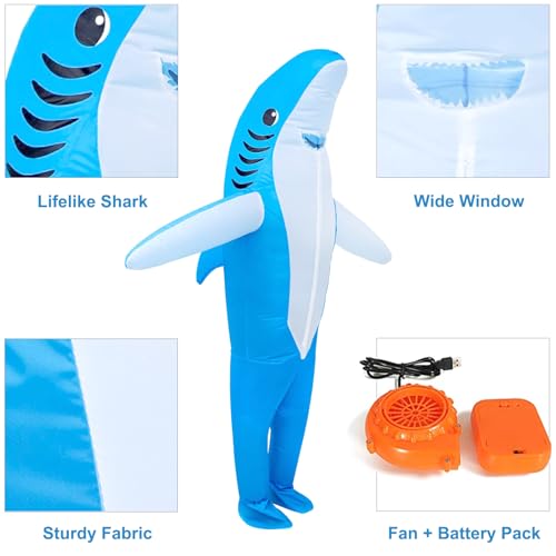 Disfraz inflable de tiburón para niños 4'3"-4'11" miniatura 6