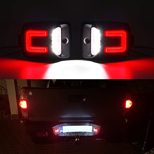Image of R&F Auto Red OLED Neon Tube LED License Plate Light Replacement for Tacoma 2005-2015 / Tundra 2000-2013 Pickup Truck Tag Lamp 6000K Diamond White 2-Pieces Tag Lights Smoked Lens
