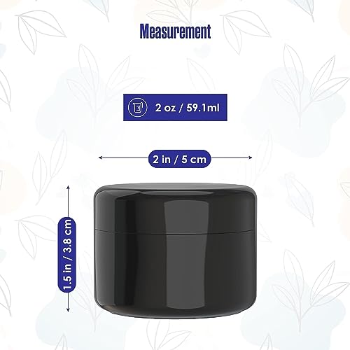 Houseables Cosmetic Containers With Lids, Black Jars, Lotion Container, 2 Oz Jars With Lids, Small Plastic Pot for Body Butter, Cream, Makeup, Powder, Body Scrub, Lip Scrub, Balm, Travel, Empty, 24 PK3