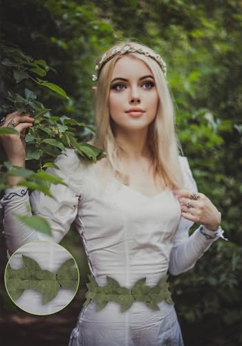 FURPHI Medieval Sash Belt Leaf Faux Leather Renaissance Fairy Style Waistband Costume Accessories4