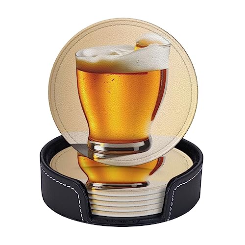 Dessous de verre imprimé mousse de bière en polyuréthane - Lot de 6 pour table basse - 6