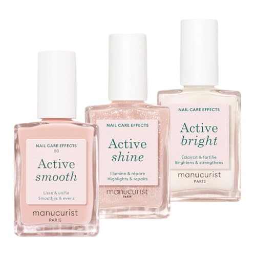 Manucurist Active Icons Trio Nagellack Set Active Smooth 00 Active Shine Active Bright Nagellacke Nagelhärter Aufhellender Behandlungslack & Pflege Geschenkset Frauen