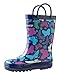 Oakiwear Kids Rubber Rain Boots with Easy-On Handles (10T US Toddler, Butterflies)