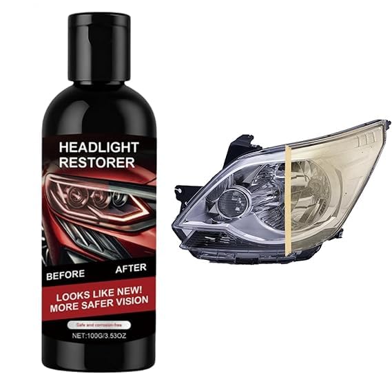 Car Headlight Restoration Kit – Clears Scratches, Dirt & Oxidation for Crystal Clear Headlights, Easy to Apply, Long-Lasting Shine,100ml Cleaner with Spone (100 ml)