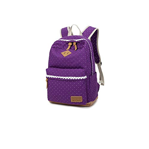 MINGZE Mochilas Escolares  Mujer de Viaje Lona Casual Bolsas para Chicas  Púrpura