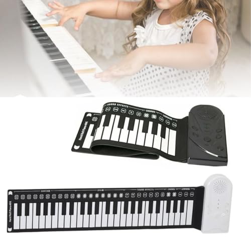Clavier de piano enroulable à 49 touches, portable et rechargeable, clavier de piano électronique pliable, clavier en silicone souple, cadeau idéal pour les débutants - Les Beatles, Paul McCartney, John Lennon, RIngo Starr, George Harrison Clavier de piano enroulable à 49 touches, portable et rechargeable, clavier de piano électronique pliable, clavier en silicone souple, cadeau idéal pour les débutants